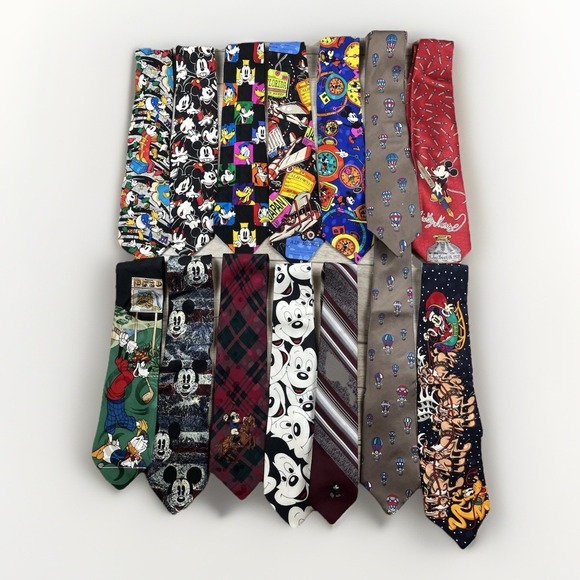 Mickey & Co. Other - Disney - 14 Silk Tie Lot Featuring Mickey Mouse & Many Other Beloved Characters